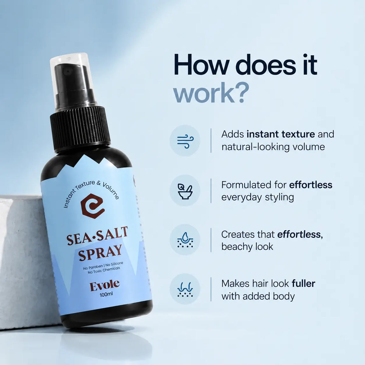 Evole Sea Salt Spray | Hair Texture & Volume Spray (100 ml)