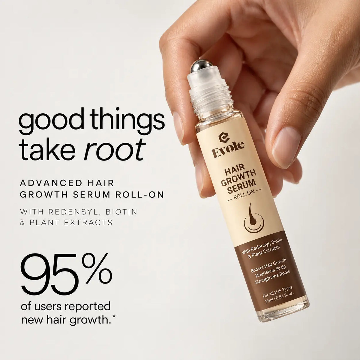 Evole Hair Growth Roll-On | Targeted Scalp Care Serum (25 ml)