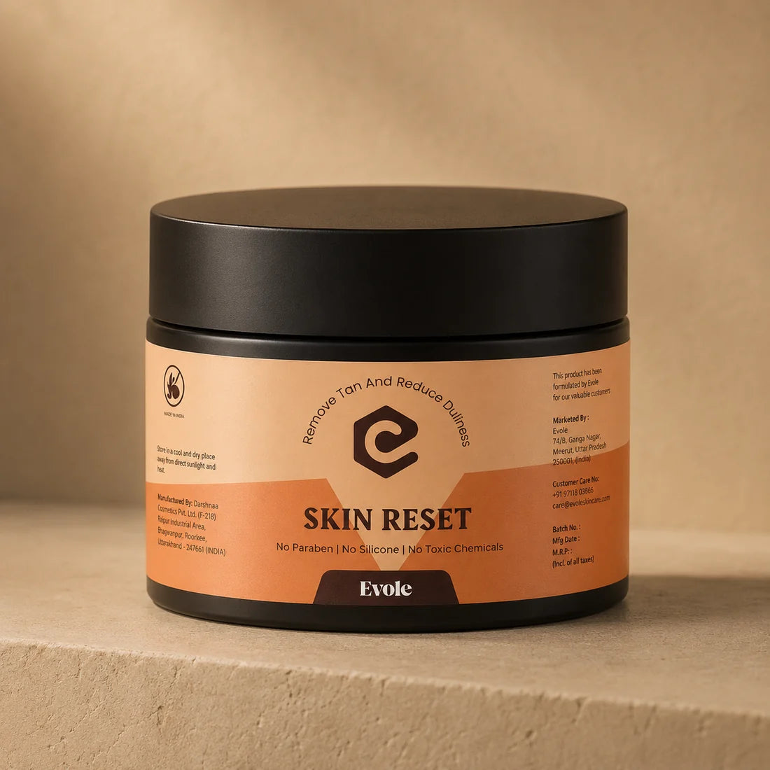 Evole Skin Reset | De-Tan & Brightening Cream with Kojic Acid & Niacinamide