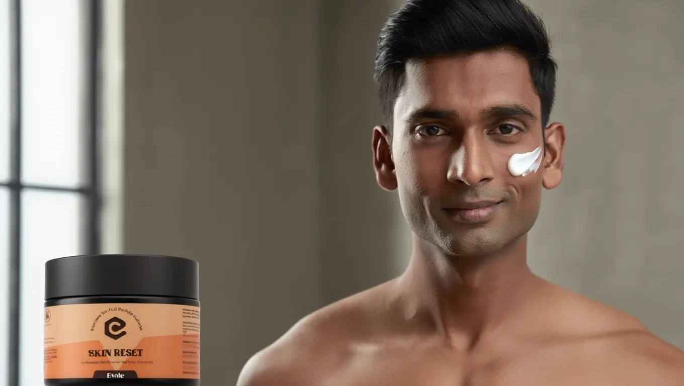 evole skin reset detan cream application on face