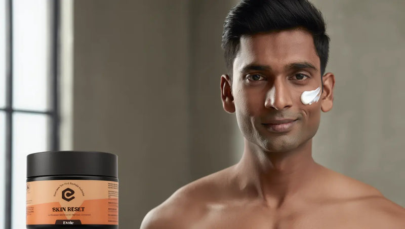 evole skin reset detan cream application on face