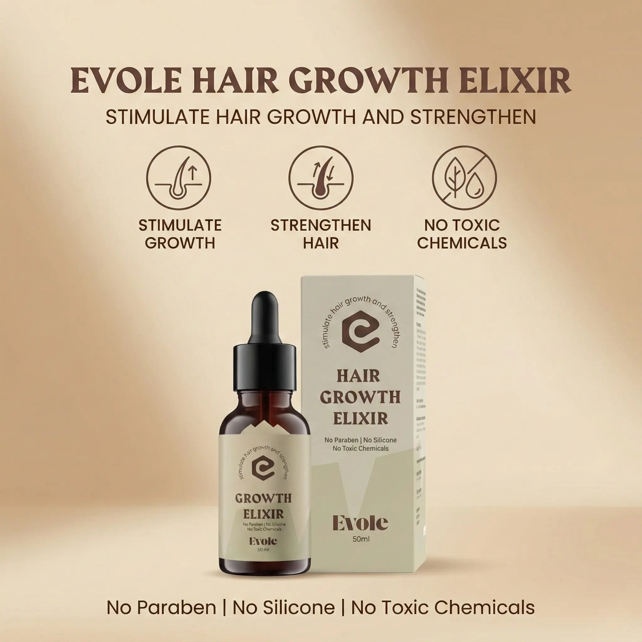 Evole Hair Growth Elixir - Non Oily Hair Growth Serum