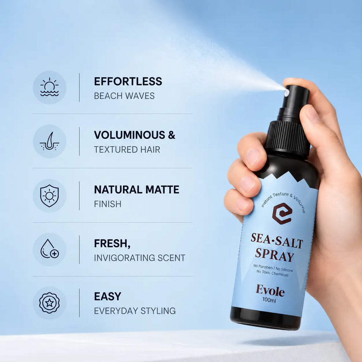 Evole Sea Salt Spray | Hair Texture & Volume Spray (100 ml)