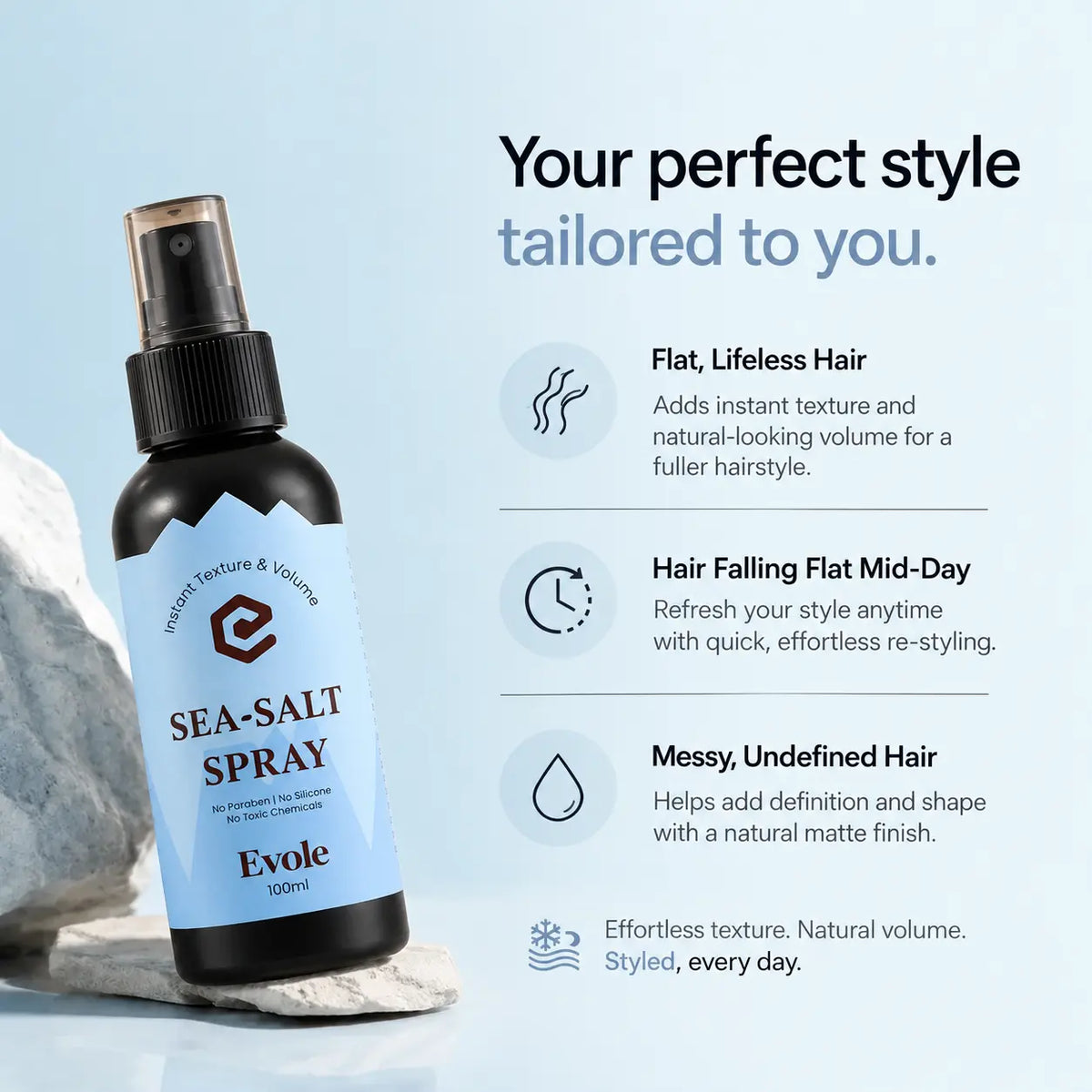 Evole Sea Salt Spray | Hair Texture & Volume Spray (100 ml)