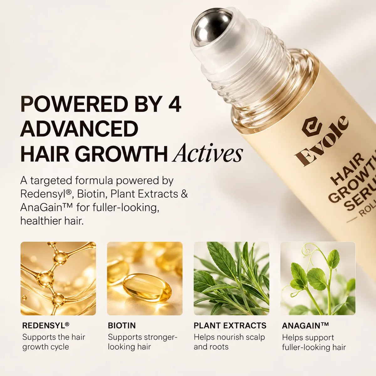 Evole Hair Growth Roll-On | Targeted Scalp Care Serum (25 ml)